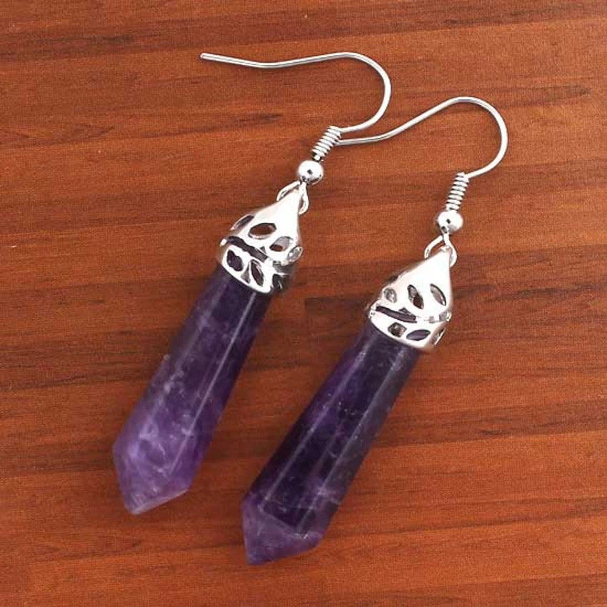 Boucles d'oreilles de soins naturels en pierre de quartz
