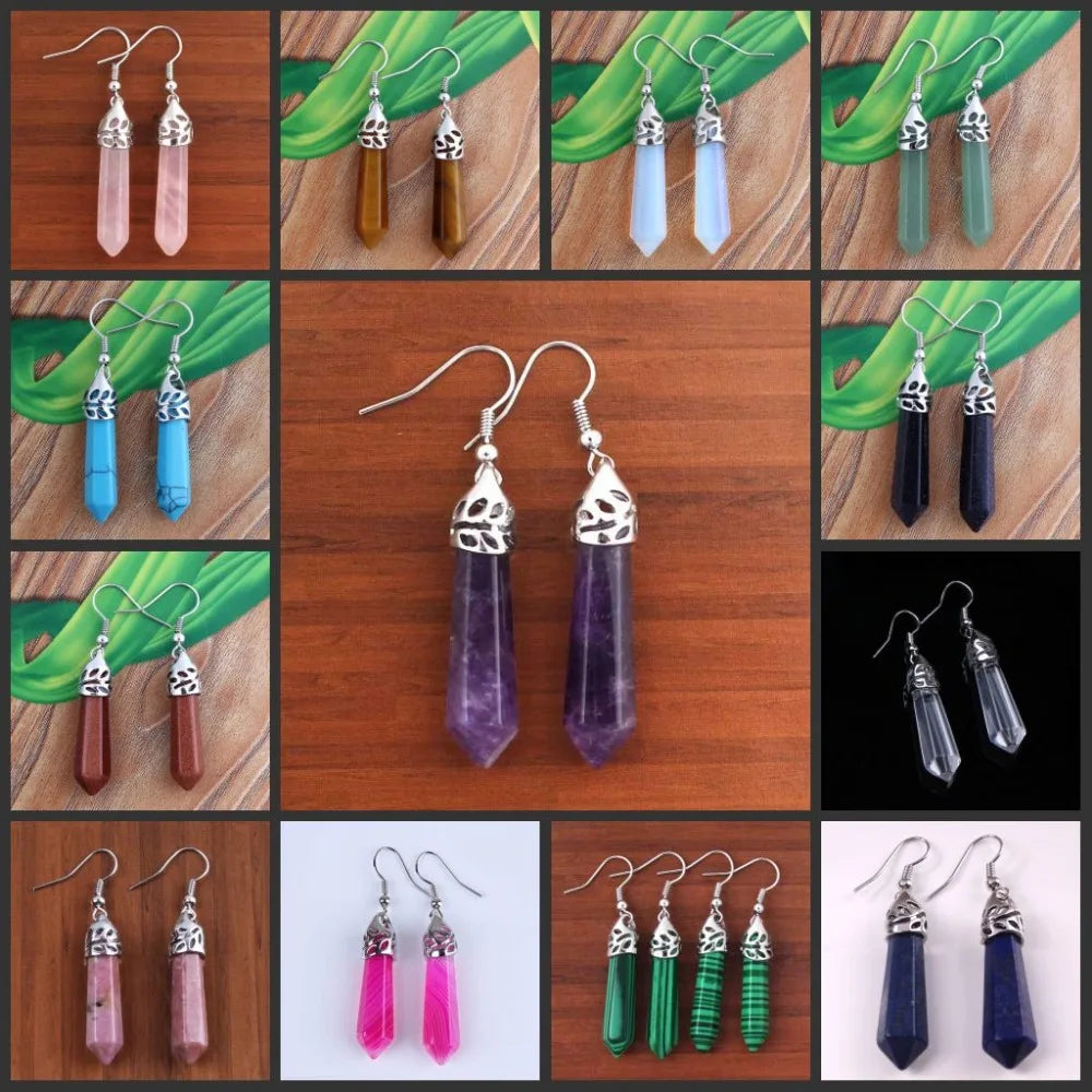 Boucles d'oreilles de soins naturels en pierre de quartz