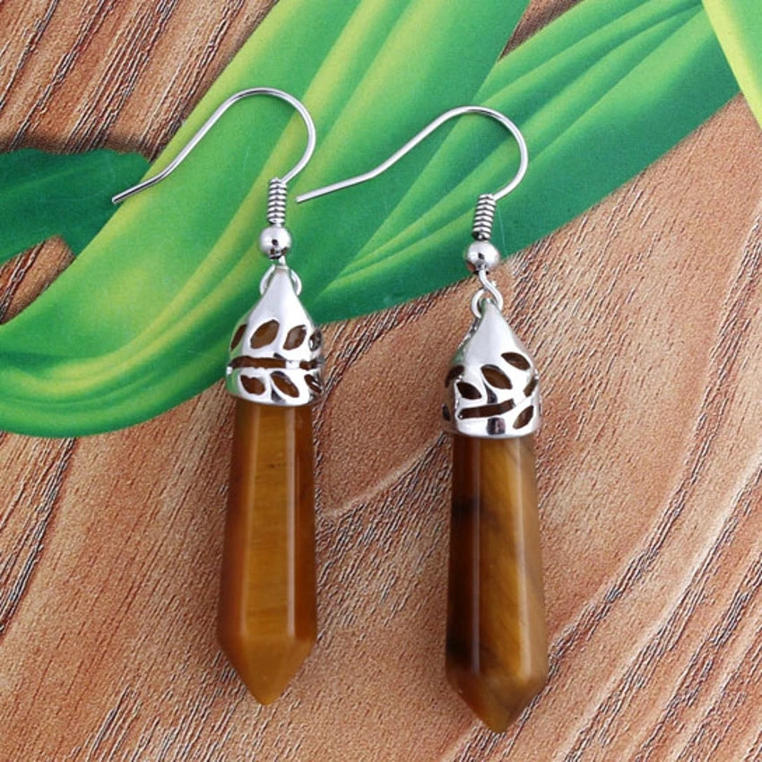 Boucles d'oreilles de soins naturels en pierre de quartz
