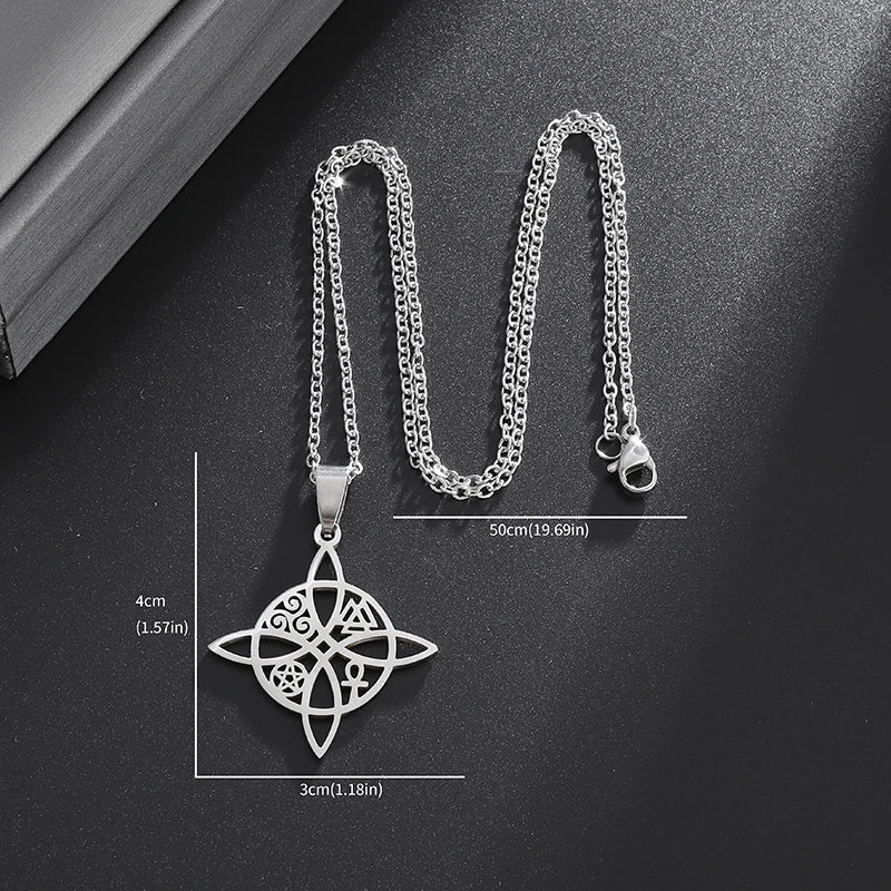 Collier pendentif de sorcière en acier inoxydable. Valknut, Triskèle, Ankh, Pentagramme.