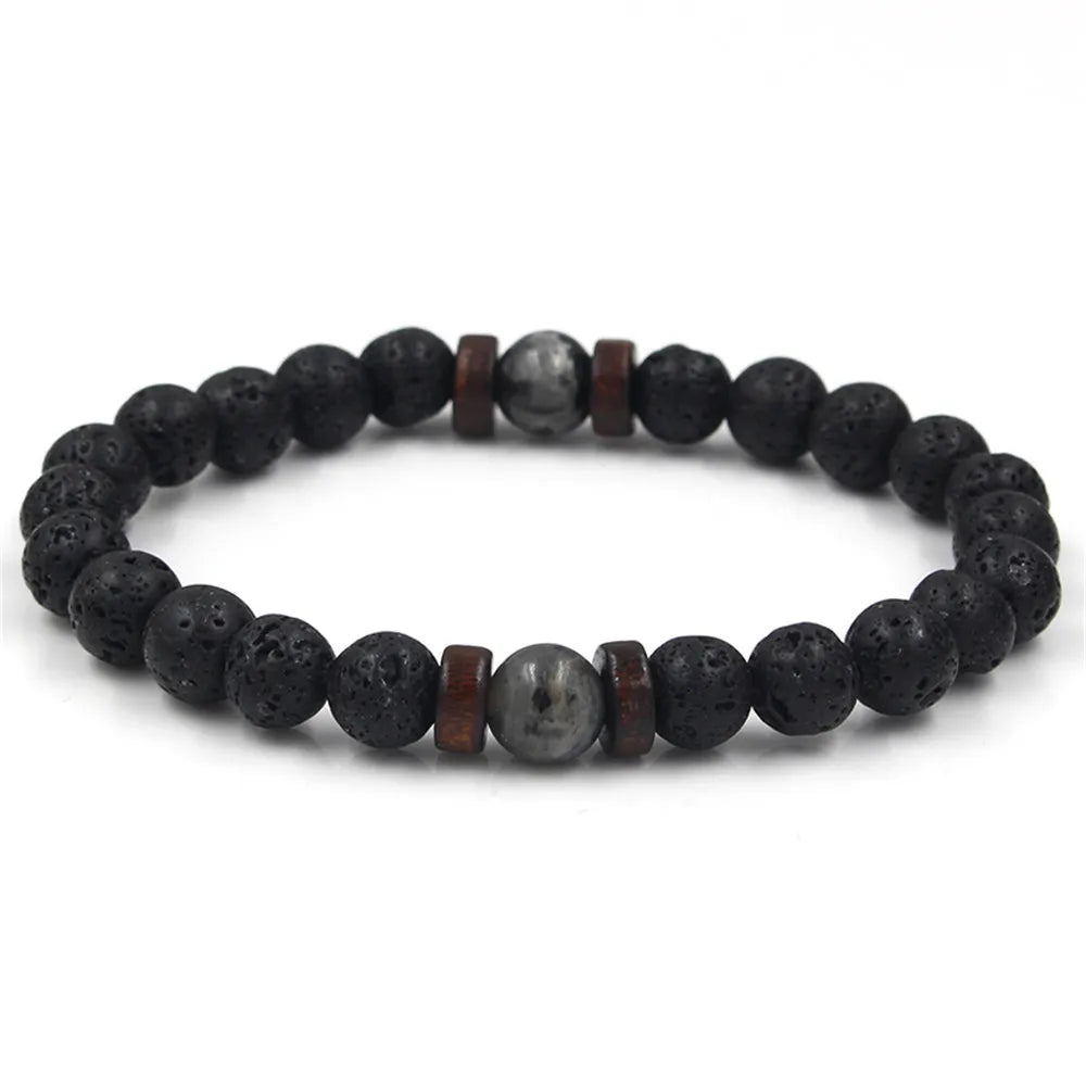 Bracelet en pierre volcanique de bois de lave. Nouvelle Collection.