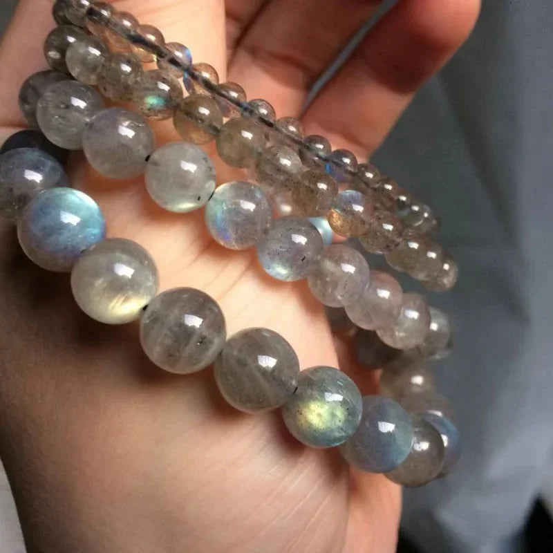 Bracelet en pierre naturelle labradorite et labrumen. Fait main. 4/6/8 mm.