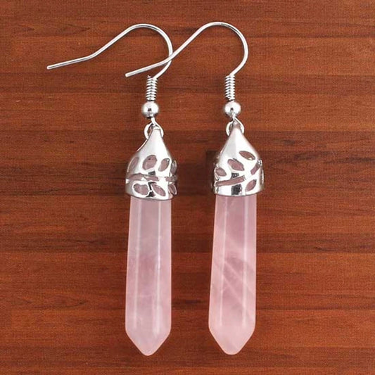 Boucles d'oreilles de soins naturels en pierre de quartz